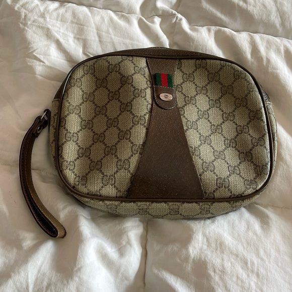 GUCCI GG Supreme Web Sherry Line Clutch Bag - Picture 1 of 16